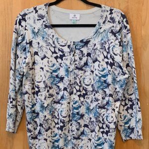 Susina White & Blue Floral Cardigan